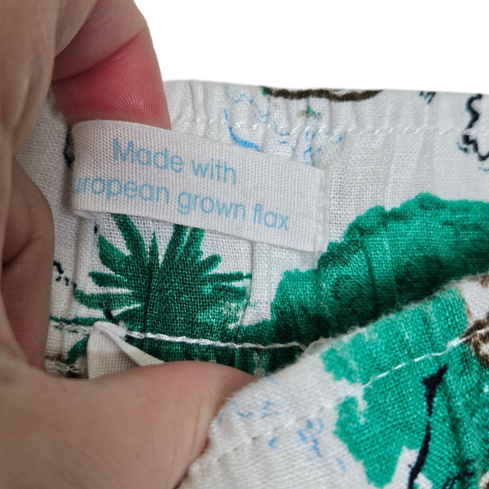 Cynthia Rowley Linen Pants Beach Coastal Print Wide Leg Medium Tropical Vacation - Picture 3 of 9